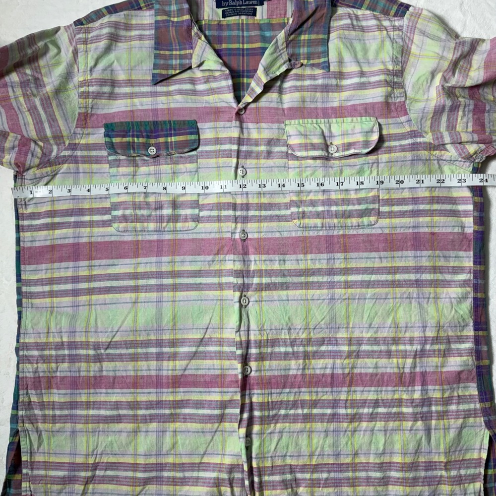 Polo Ralph Lauren Men Madras Plaid Hand Woven Long Sleeve Button Up Shirt Size L - Picture 4 of 8